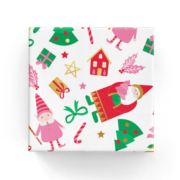 Santa and Friends Wrap Red Pink Green