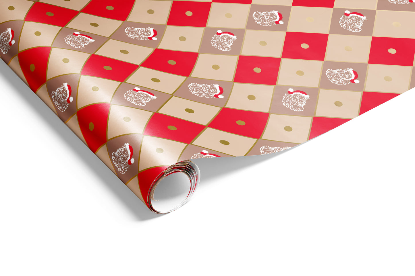 Harlequin Santa Wrap Beige Mocha Red