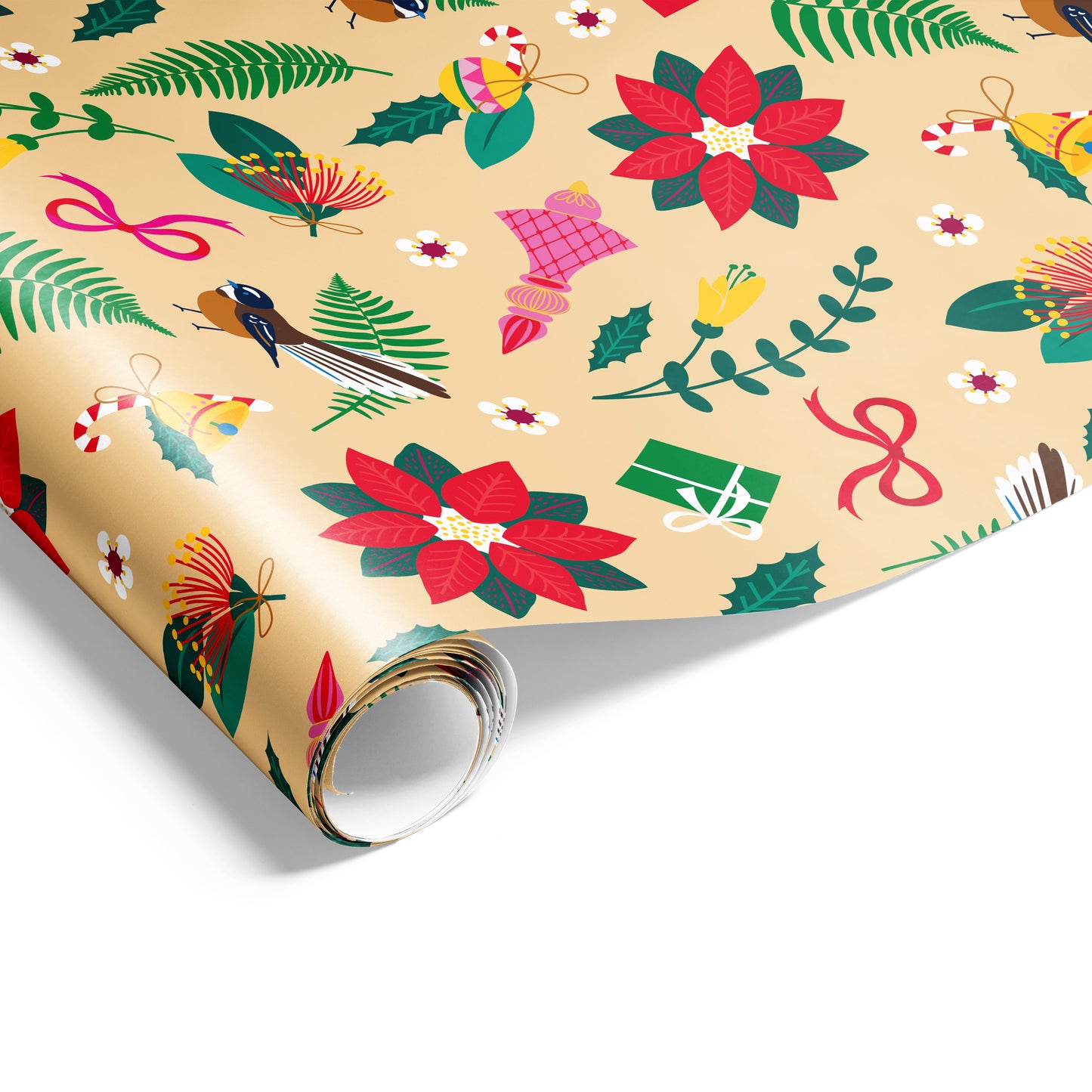 Kiwi Kowhai Christmas Wrap Cream
