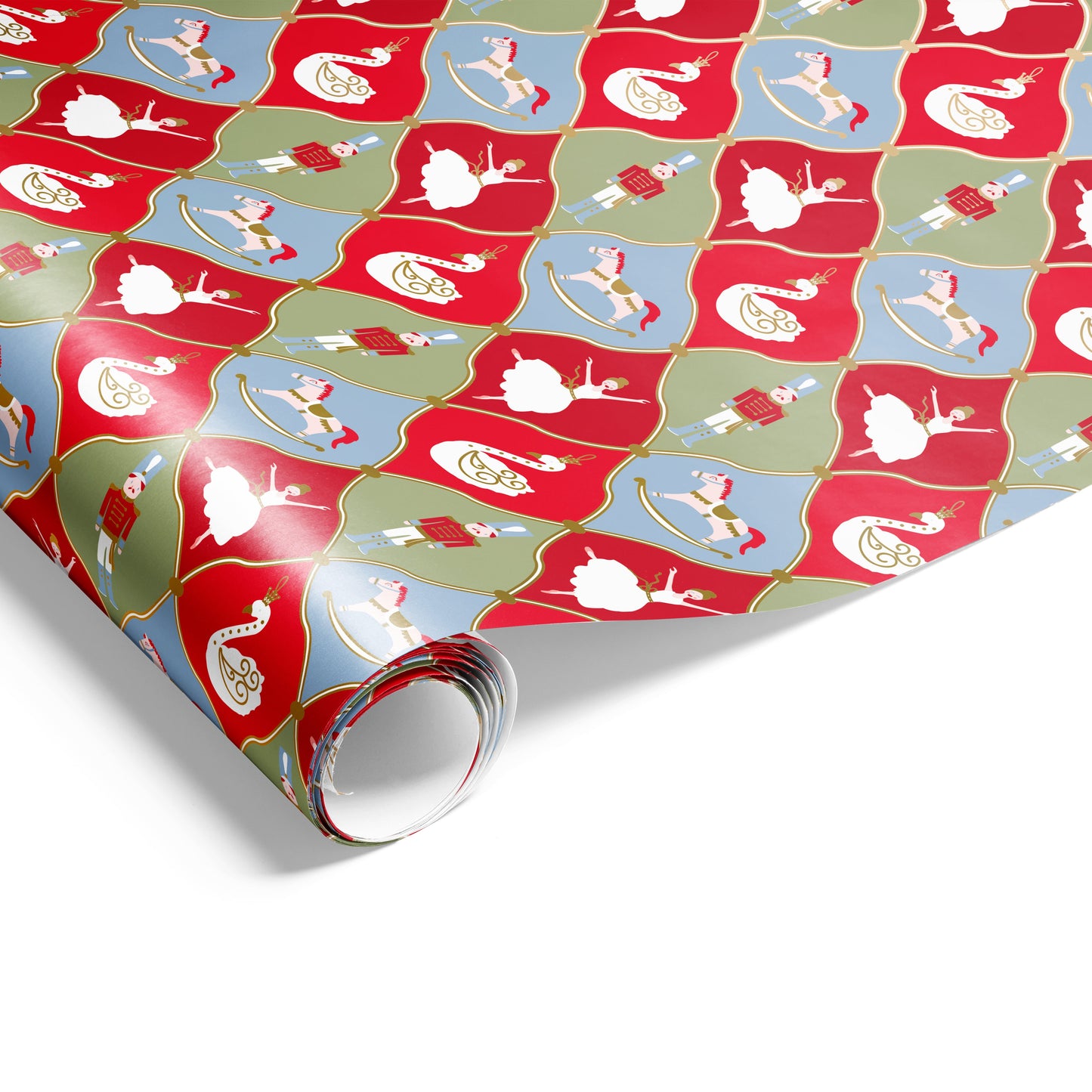 Xmas Ornaments Wrap French Blue Pistachio Red