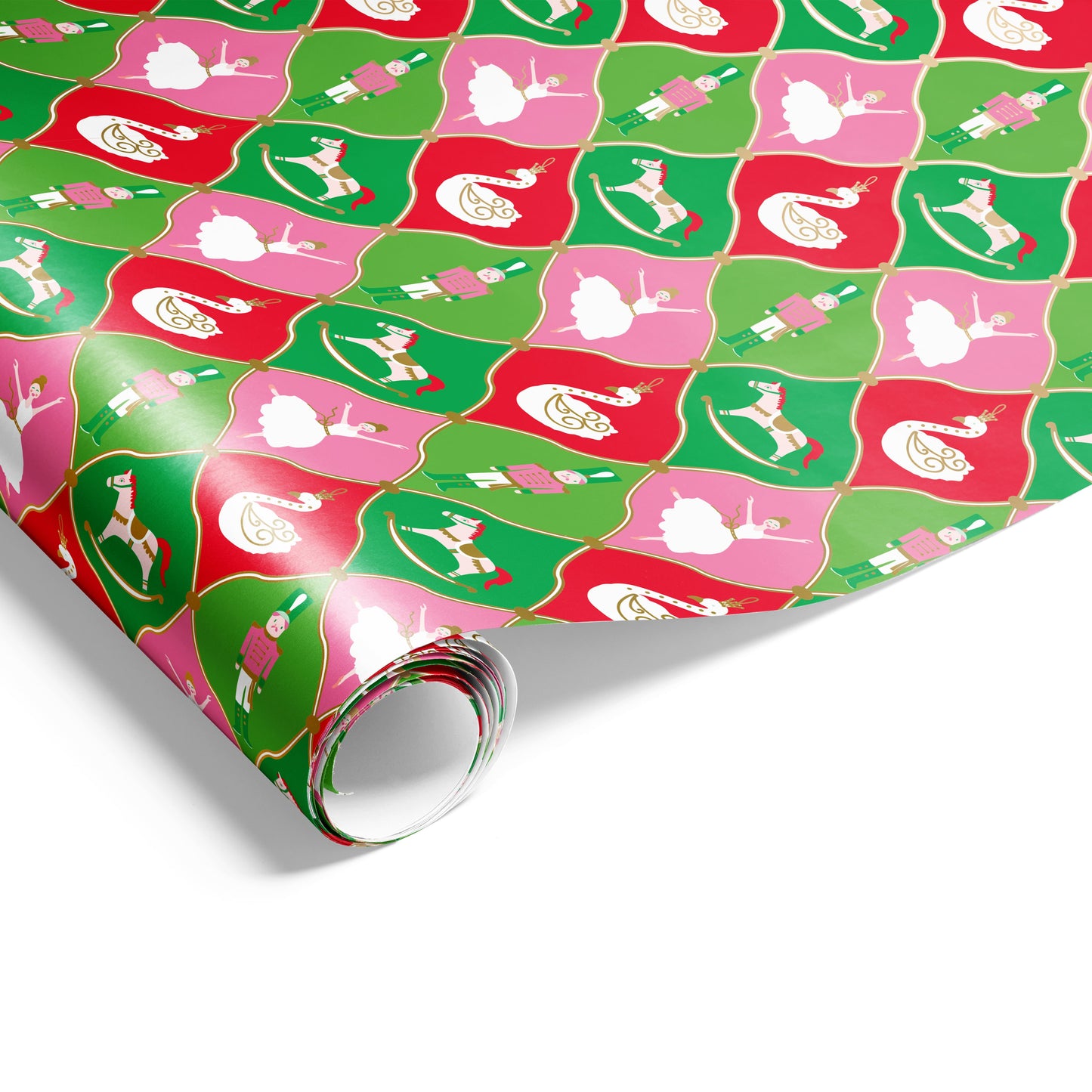 Xmas Ornaments Wrap Pink Green Red