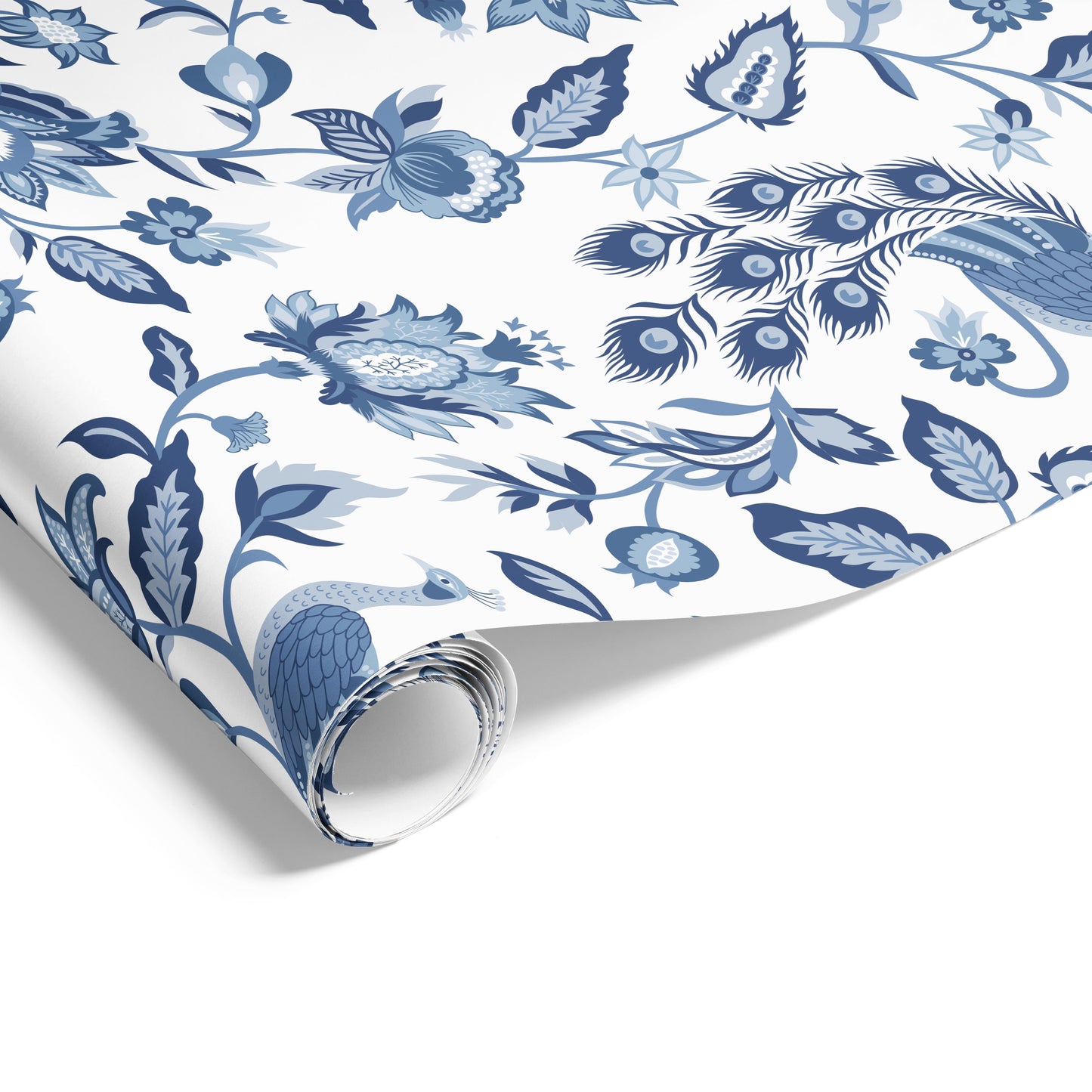 Peacock Chintz on Matte Blues