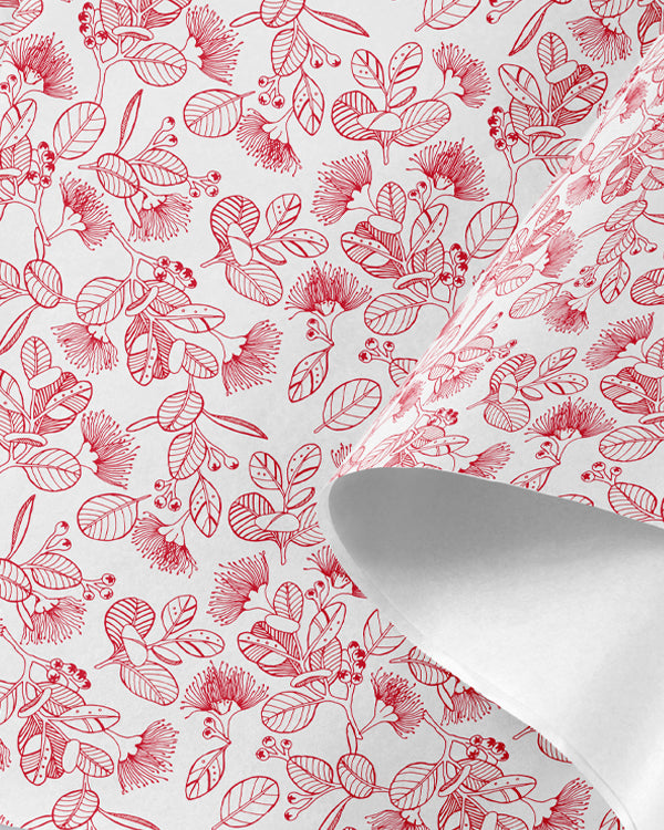 Pohutukawa Tissue Red on White
