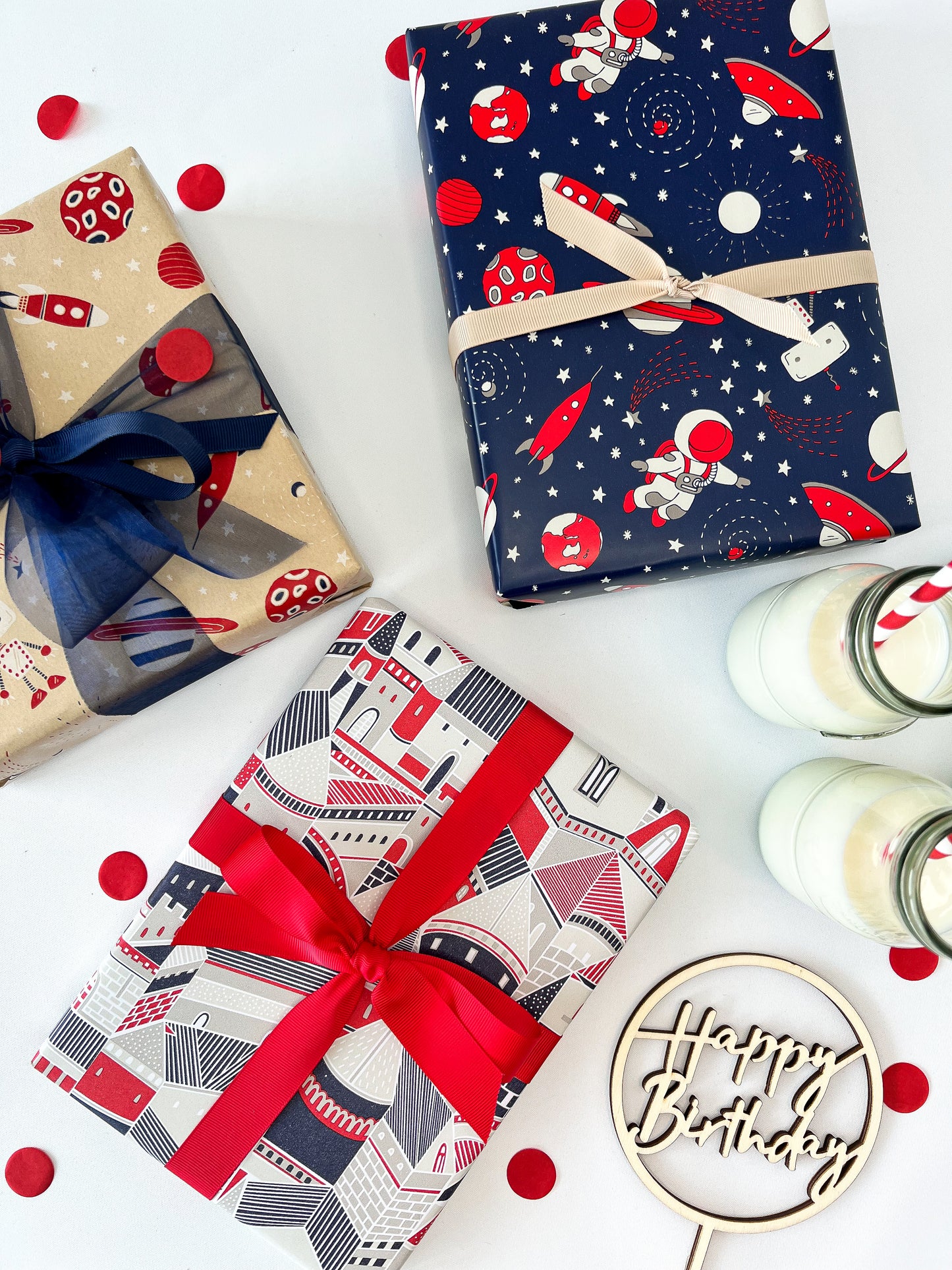 Space Wrap Navy Taupe Red