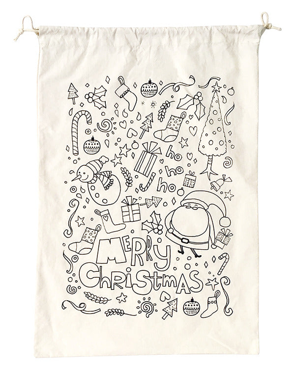 Xmas Colour In Calico Santa Sack