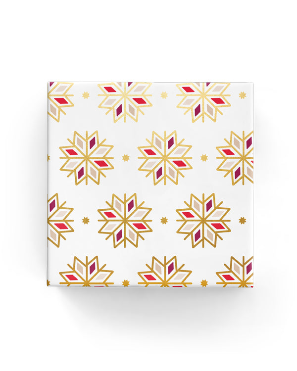 Cutout Snowflakes Wrap Beige Red Gold