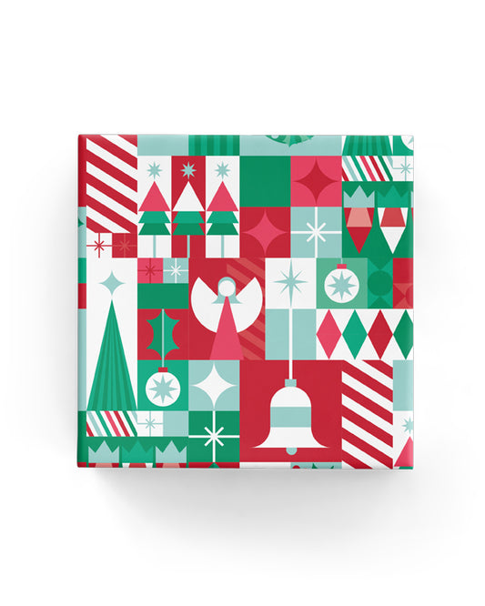 Joyous Geo Xmas Wrap Red Green