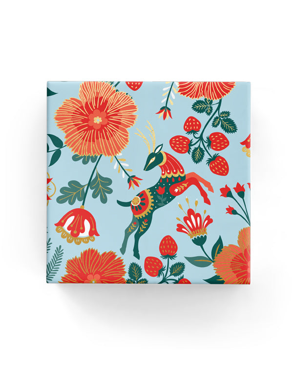 Reindeer Garden Wrap DuckEgg Hunter Red