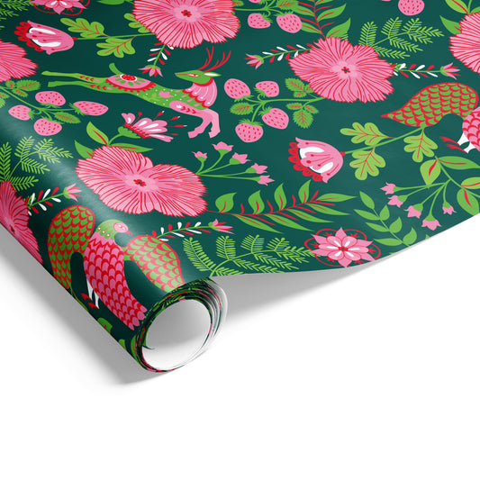 Reindeer Garden Wrap Hunter Lime Pink
