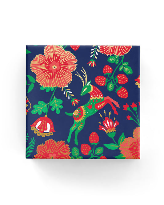 Reindeer Garden Wrap Navy Green Red