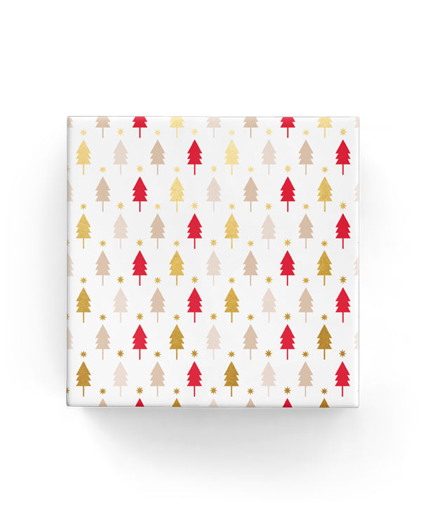 Xmas Trees Wrap Beige Red Gold