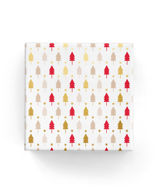 Xmas Trees Wrap Beige Red Gold