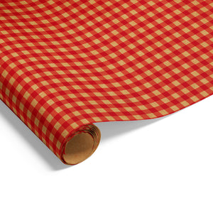 Gingham Check on Kraft Wrap Red