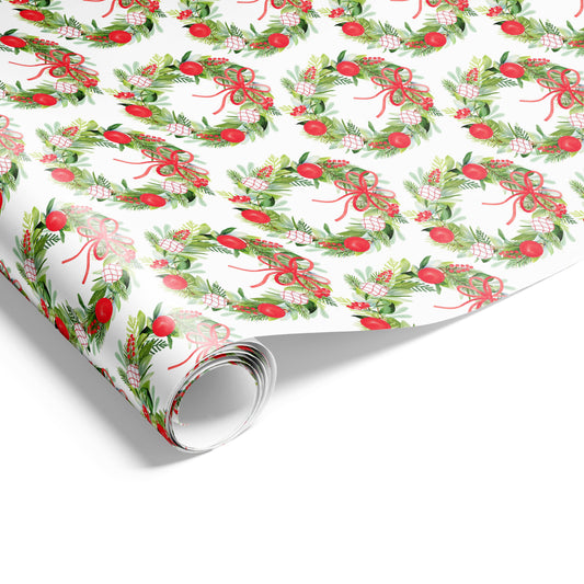 Watercolour Wreaths Wrap Red