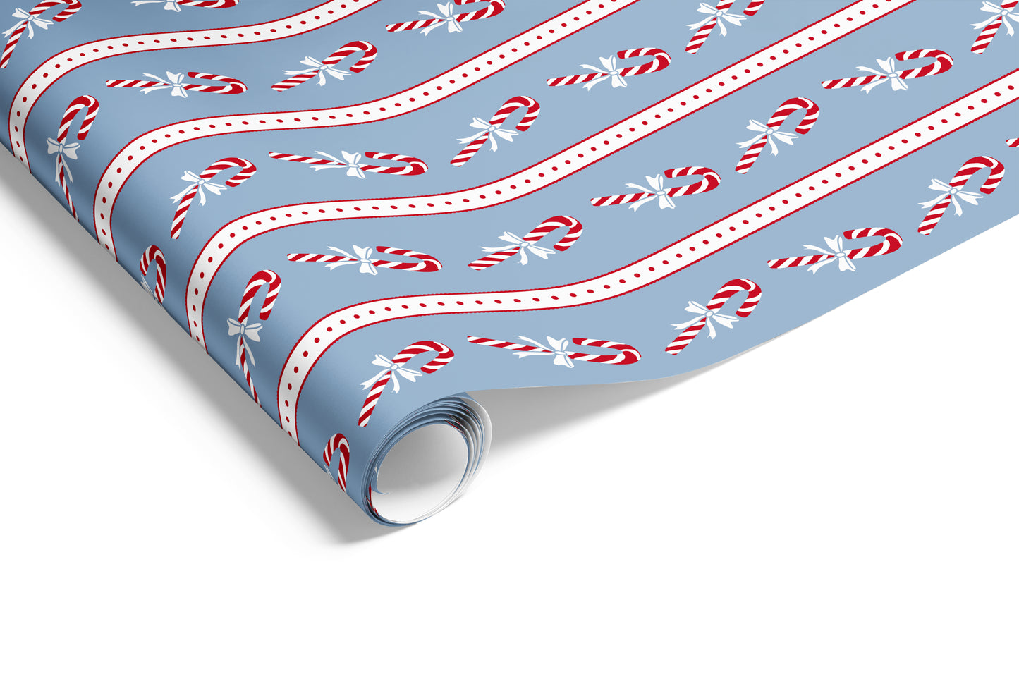 Candy Canes on Matte Wrap French Blue Red