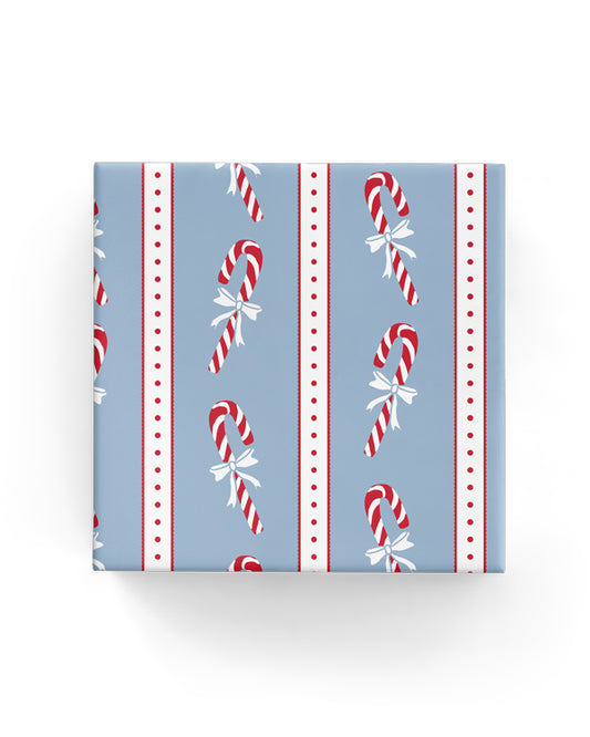Candy Canes on Matte Wrap French Blue Red