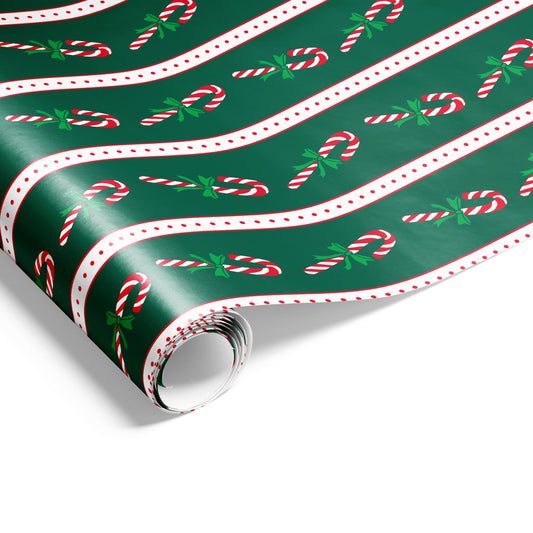 Candy Canes Wrap Hunter Red Green
