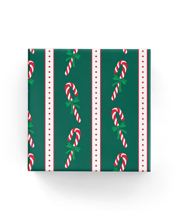 Candy Canes Wrap Hunter Red Green
