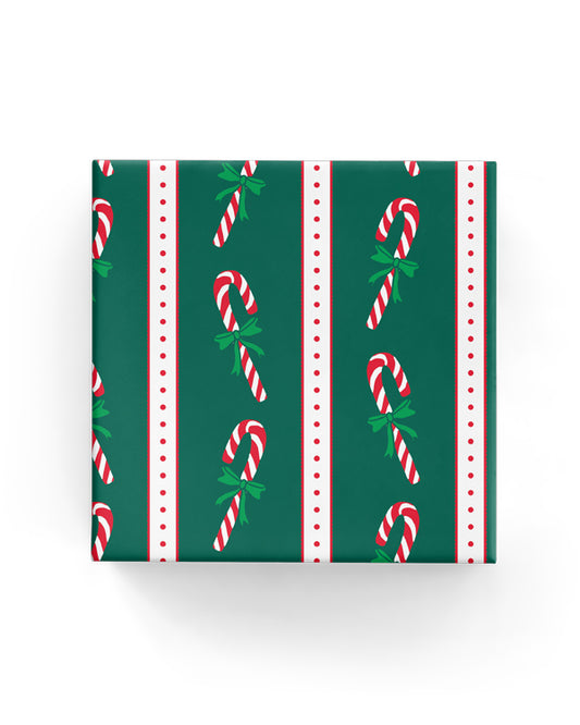 Candy Canes Wrap Hunter Red Green