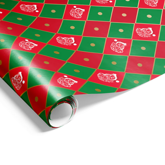 Harlequin Santa Wrap Green Red