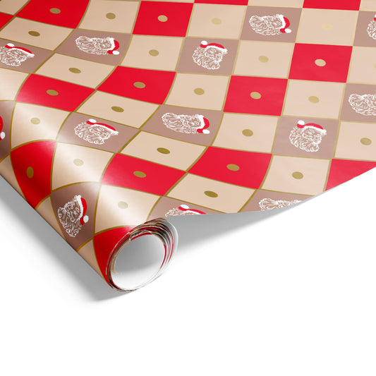 Harlequin Santa Wrap Beige Mocha Red