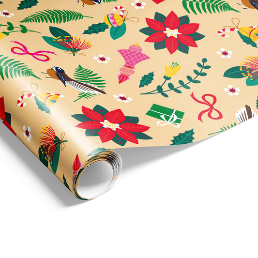Kiwi Kowhai Christmas Wrap Cream