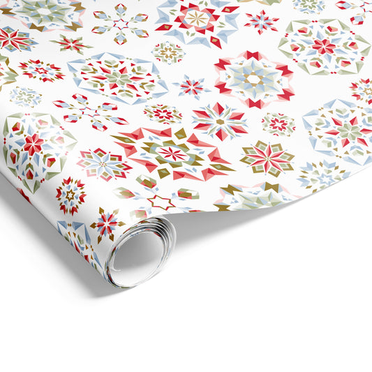 Xmas Kaleidoscope Wrap Red Pistachio Blue Gold