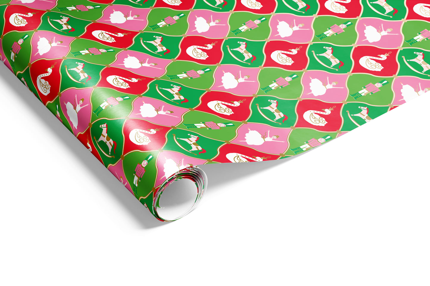 Xmas Ornaments Wrap Pink Green Red