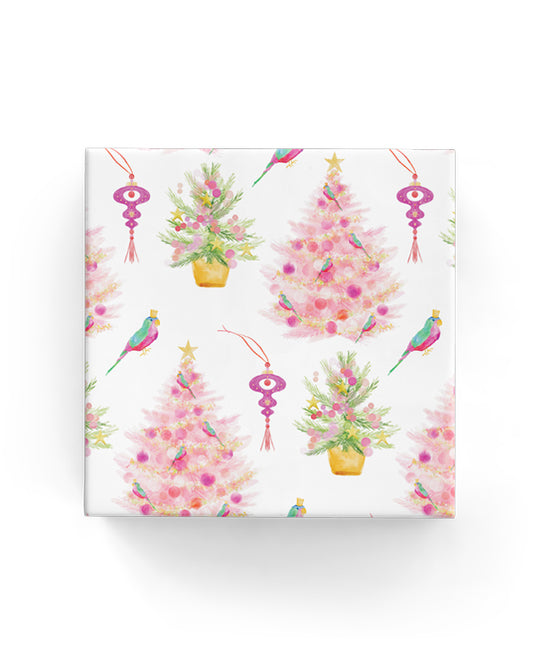 Xmas Pink Watercolour Trees Wrap