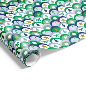 Festive Scallop on Matte Wrap Blue/Green