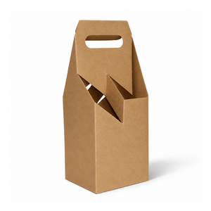 Wine Box Carrier 4 Btl Natural Kraft 184x184x305mm