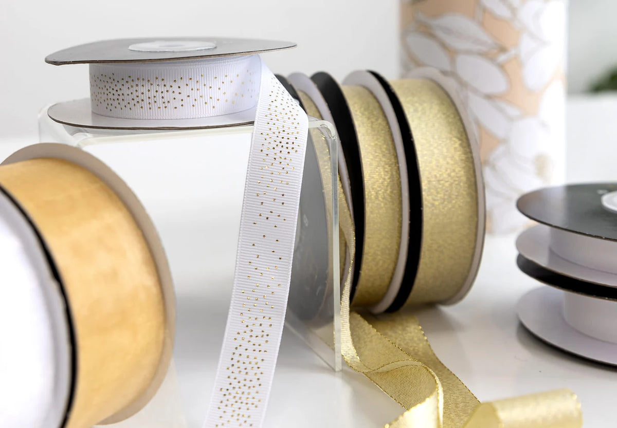 Gold Dot Grosgrain Ribbon