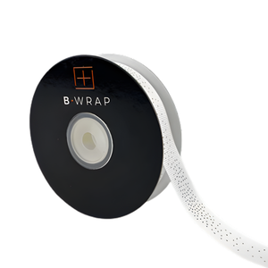 Grosgrain Gold Dots White