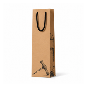 Brown Kraft Corkscrew Single Wine Bag