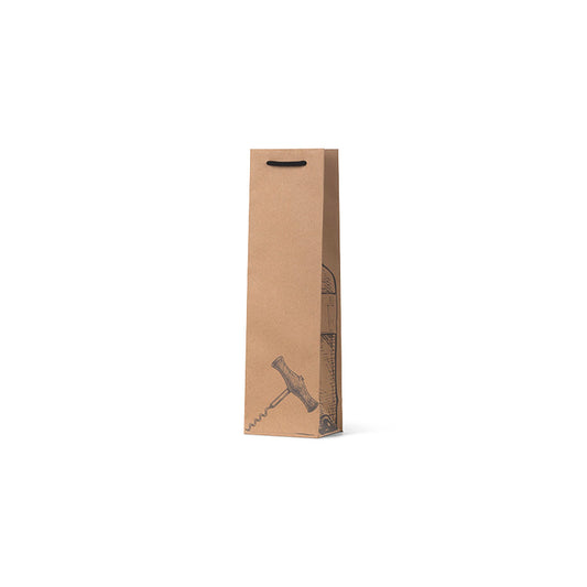 Brown Kraft Corkscrew Single Wine Bag