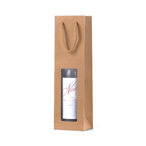 Brown Kraft Window Single Wine Bag