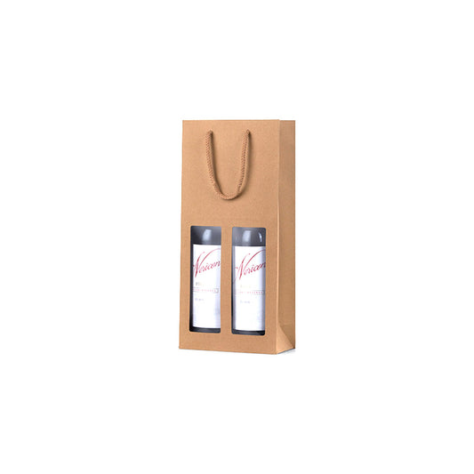 Brown Kraft Window Double Wine Bag