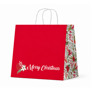Xmas Flowers & Berries on White Wide Gusset Large