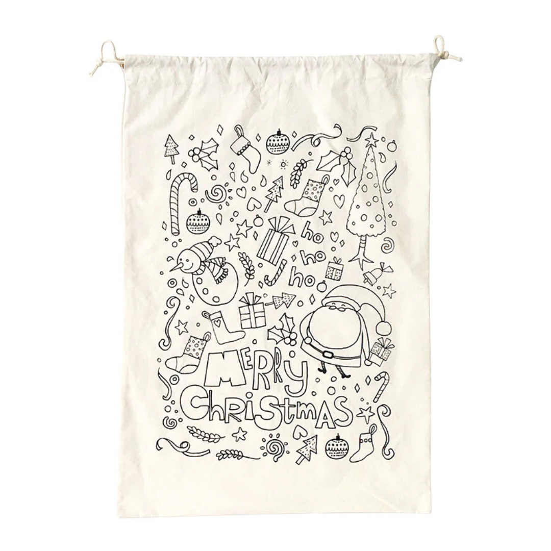 Xmas Colour In Calico Santa Sack
